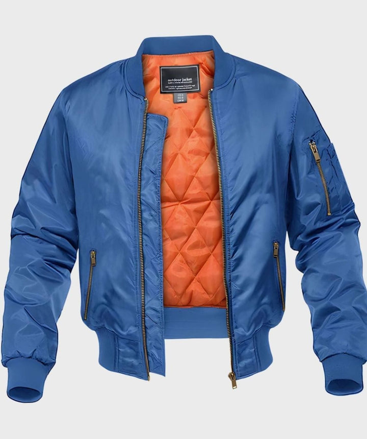 Heren Klassieke Gewatteerde Bomberjack Ritssluiting - Blauw