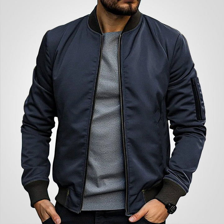 Heren Klassieke Gewatteerde Mens Bomber Jacket Ritssluiting - Donkerblauw