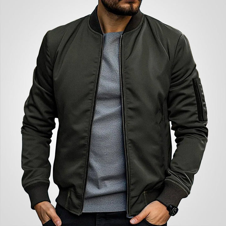 Heren Klassieke Gewatteerde Mens Bomber Jacket Ritssluiting - Legergroen