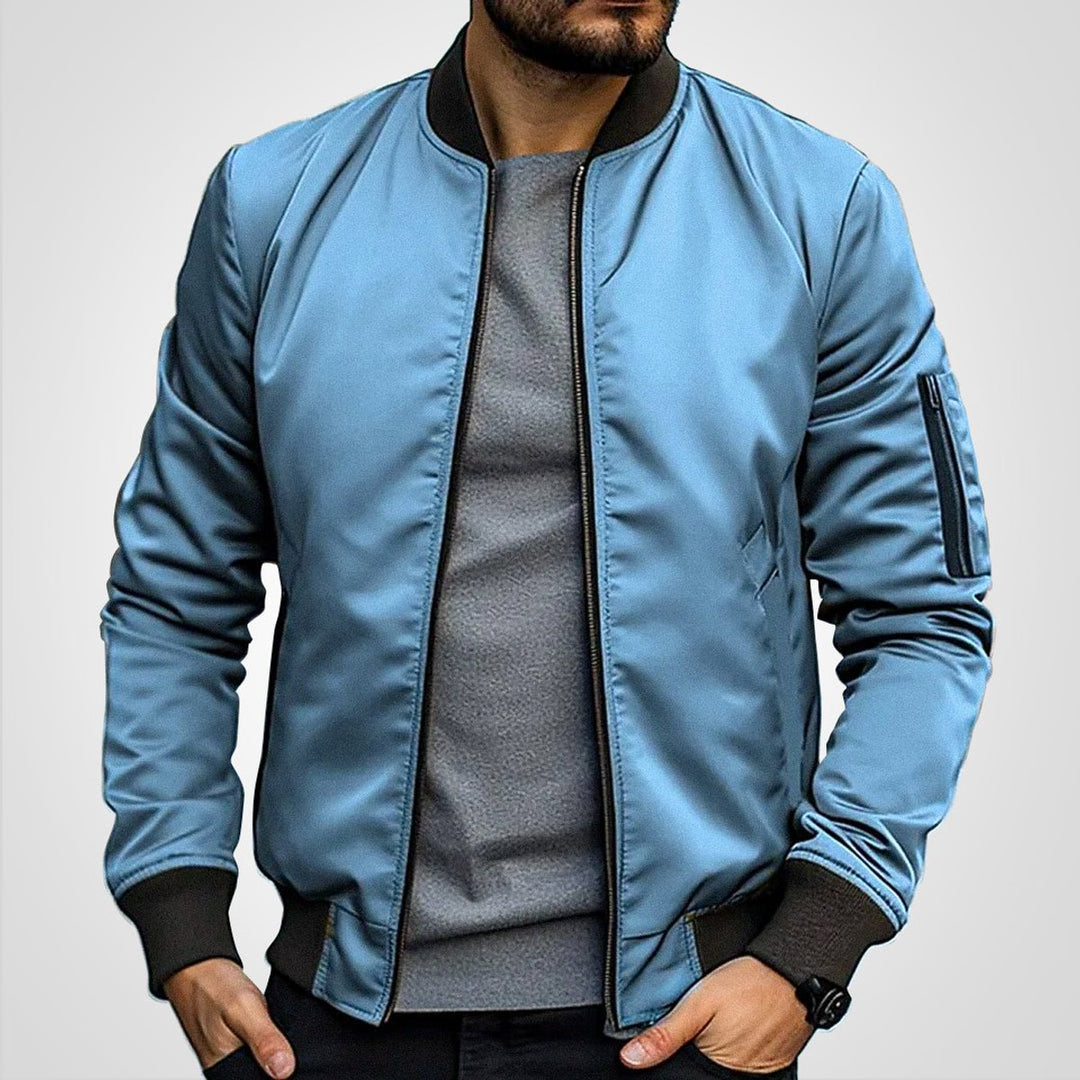 Heren Klassieke Gewatteerde Mens Bomber Jacket Ritssluiting - Blauw