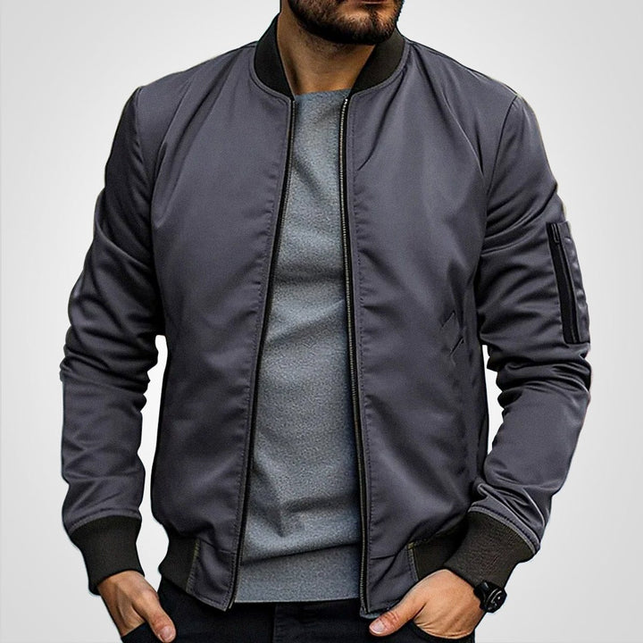 Heren Klassieke Gewatteerde Mens Bomber Jacket Ritssluiting - Donkergrijs