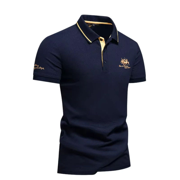 Heren Korte Mouw Poloshirt Klassiek Geribbeld Kraag Golfshirt