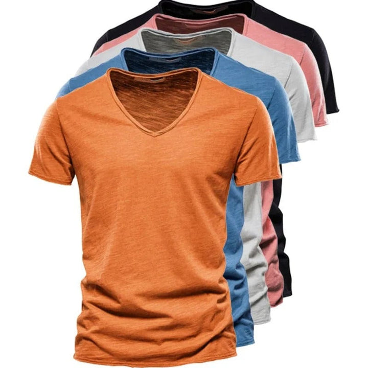 Heren Kreukvrij V-Hals Katoenen T-Shirt