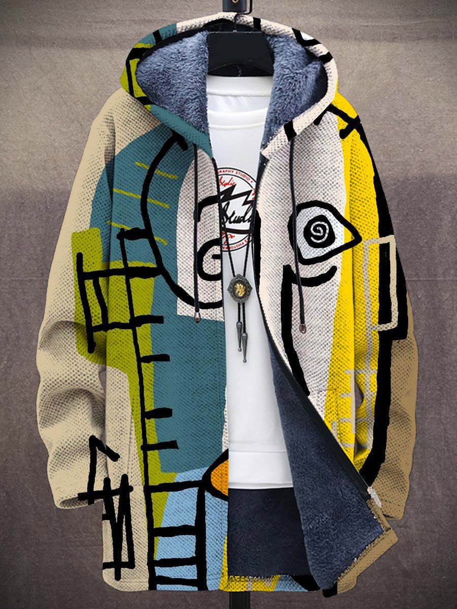 Heren Kunstzinnige Oversized Fleece Mens Cardigan Hoodie - Veelkleurig