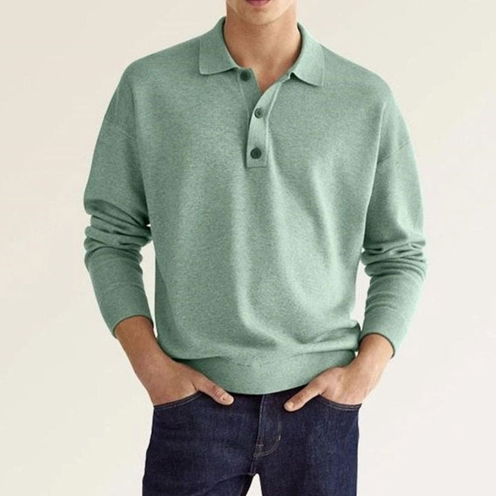 Heren Langarm Poloshirt Klassieke Kraag Knoop Trui - Groen