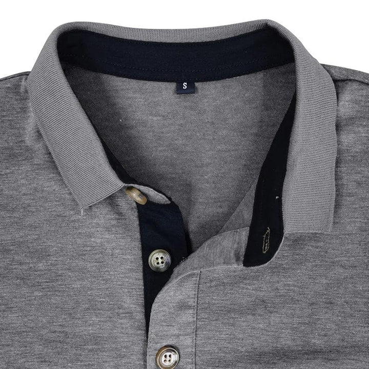 Heren Langarm Poloshirt met Borstzak Klassieke Pasvorm