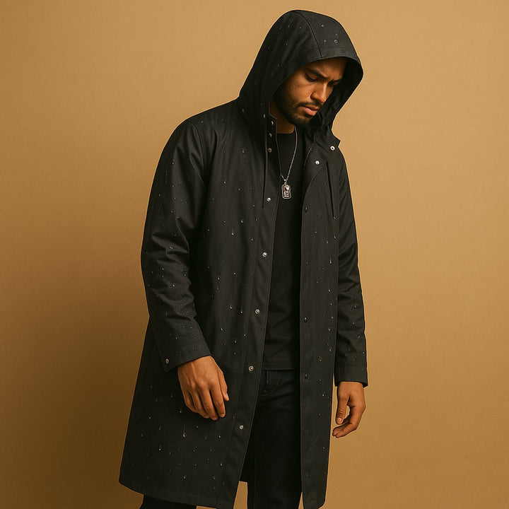 Heren Lange Waterdichte Rain Jacket EVA Capuchon