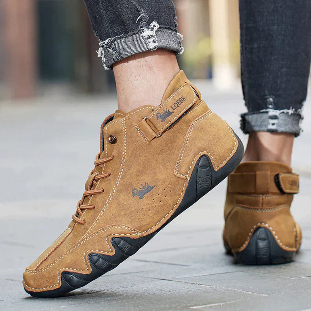 Heren Leren Veterschoenen Enkelhoog Casual Barefootschoenen