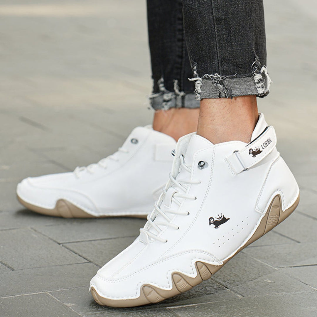 Heren Leren Veterschoenen Enkelhoog Casual Barefootschoenen