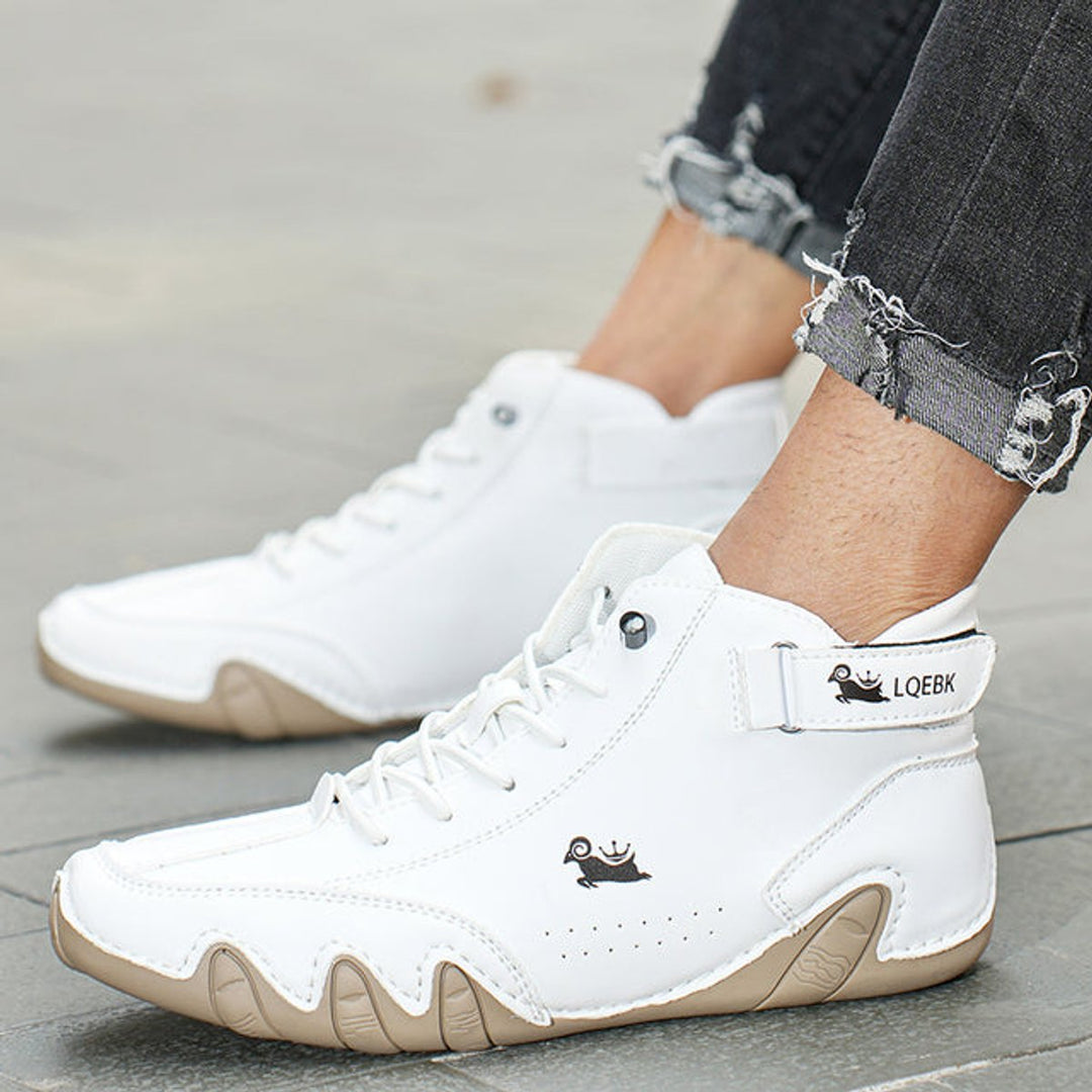 Heren Leren Veterschoenen Enkelhoog Casual Barefootschoenen