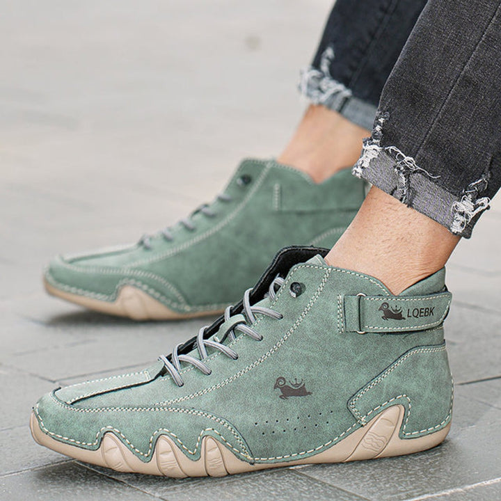Heren Leren Veterschoenen Enkelhoog Casual Barefootschoenen