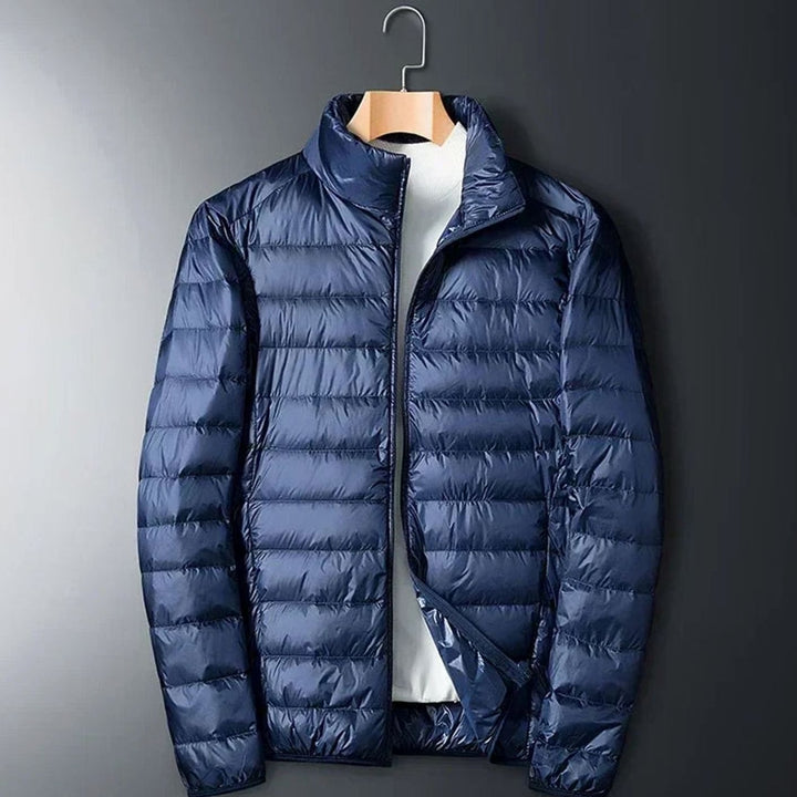 Heren Lichtgewicht Opvouwbare Puffer Jas Met Opbergzak - Marineblauw