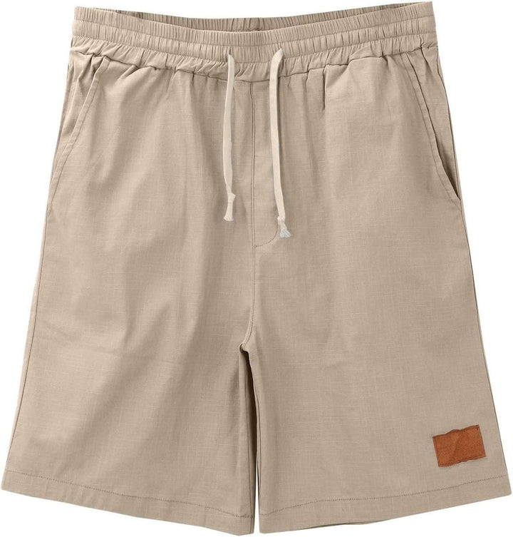 Heren Linnen Casual Korte Broek met Elastische Taille