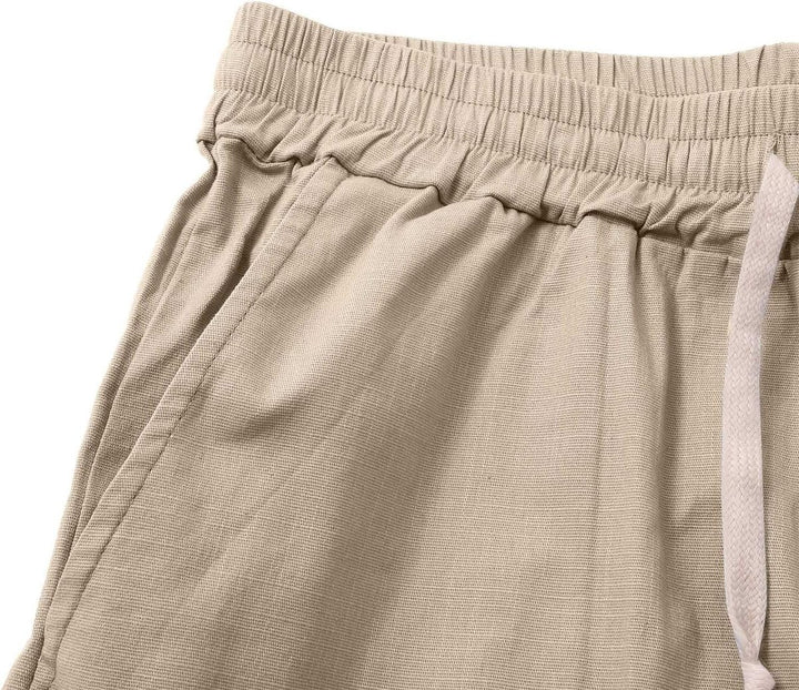 Heren Linnen Casual Korte Broek met Elastische Taille