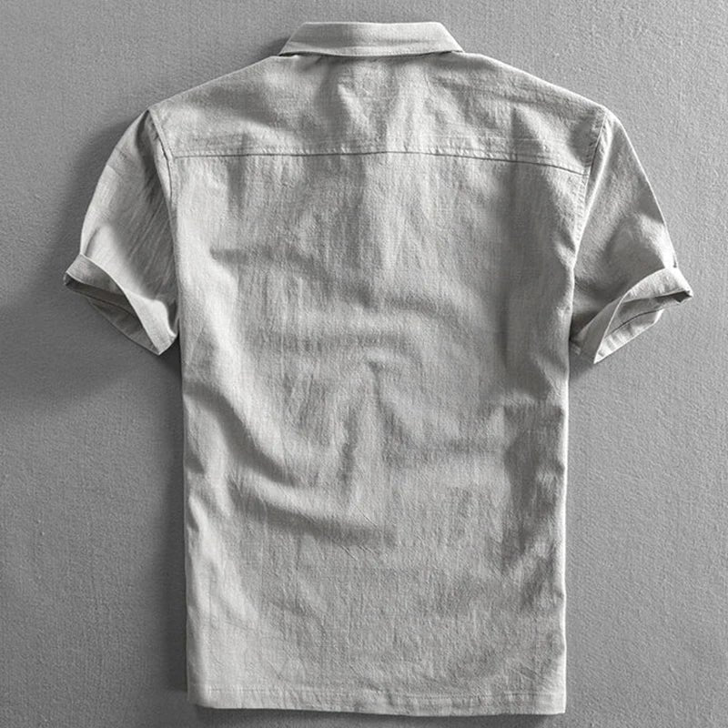 Heren Linnen Korte Mouw Polo Shirt