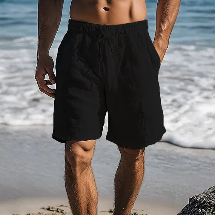 Heren Linnen Sneldrogende Zwemshorts - Black