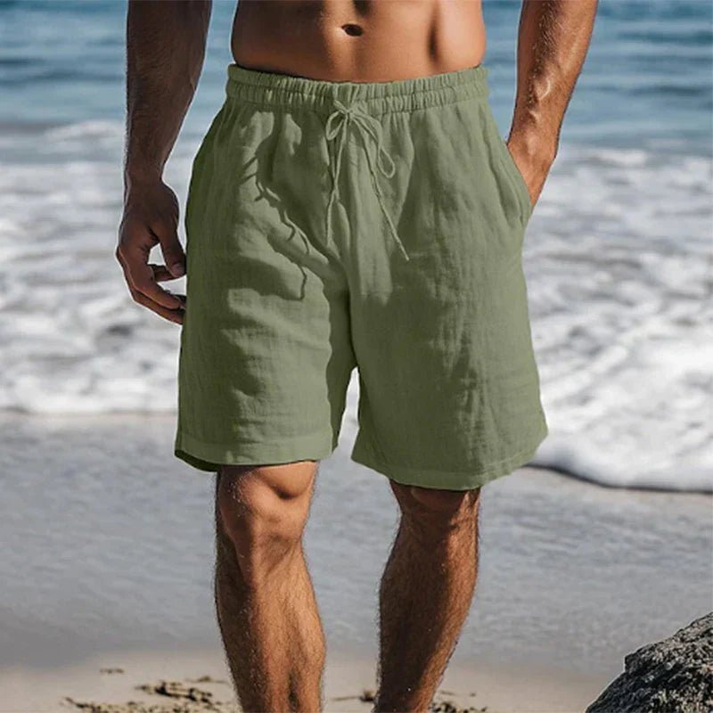 Heren Linnen Sneldrogende Zwemshorts - Dark Green