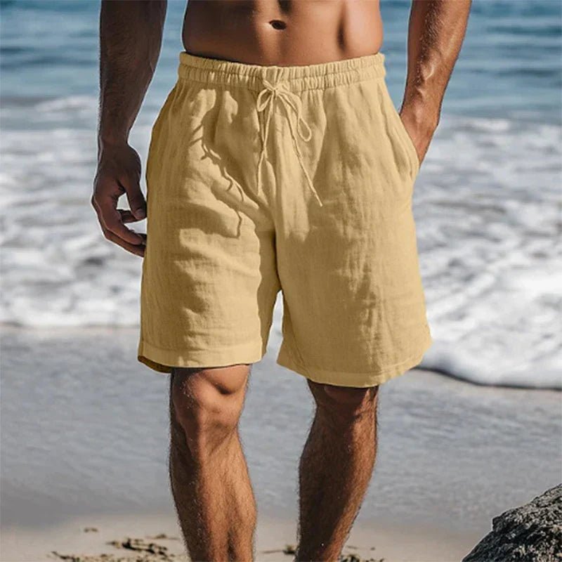 Heren Linnen Sneldrogende Zwemshorts - Khaki