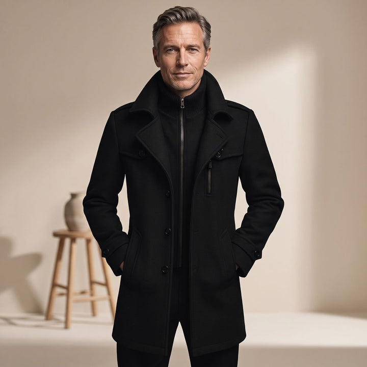 Heren Longline Winterjas met Dubbele Knoopsluiting