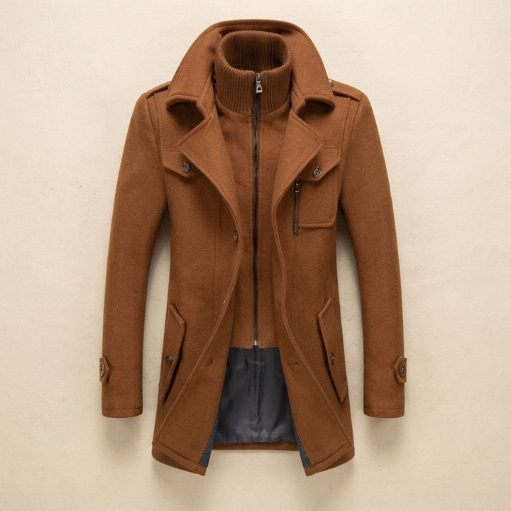 Heren Longline Winterjas met Dubbele Knoopsluiting - Bruin