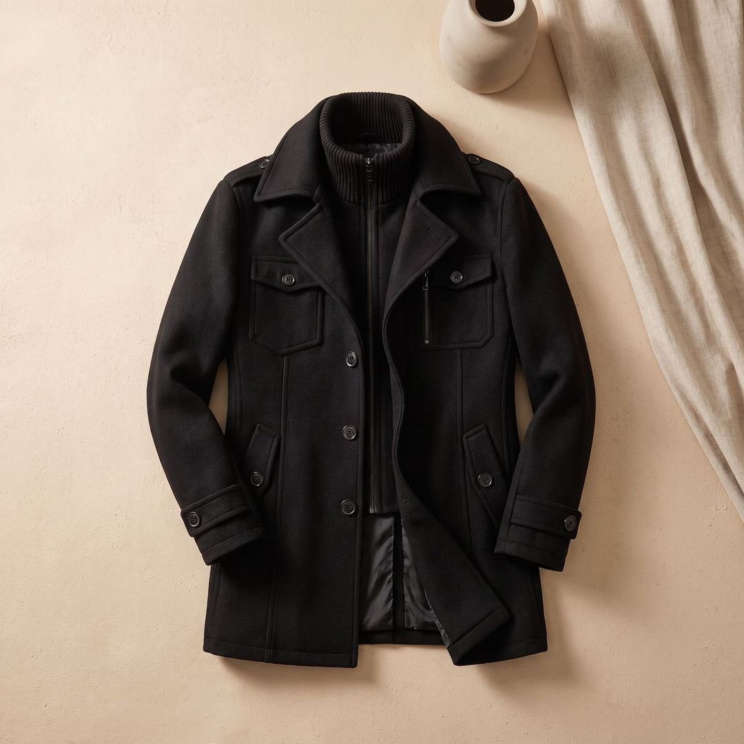 Heren Longline Winterjas met Ritsvoering en Kraag