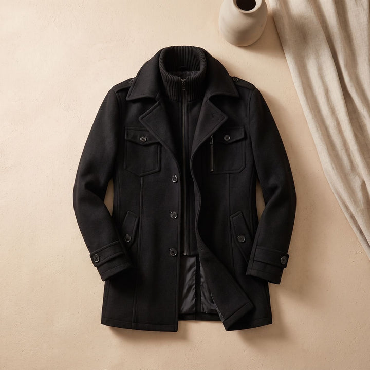 Heren Longline Winterjas met Ritsvoering en Kraag