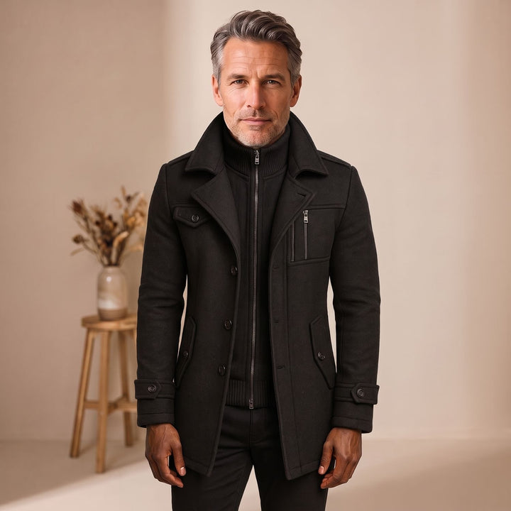 Heren Longline Winterjas met Ritsvoering en Kraag