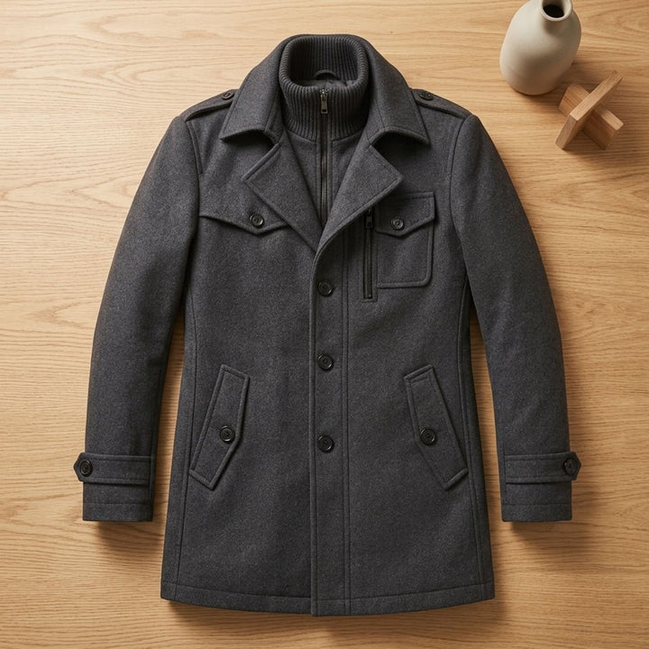 Heren Longline Winterjas met Ritsvoering en Kraag
