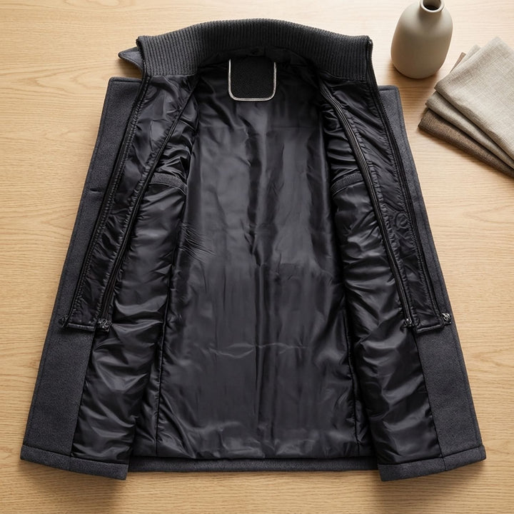 Heren Longline Winterjas met Ritsvoering en Kraag