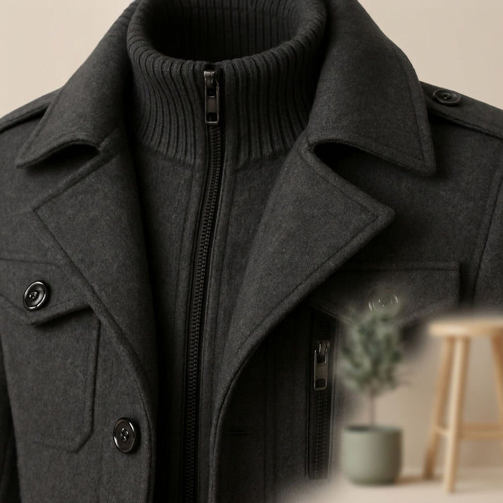 Heren Longline Winterjas met Ritsvoering en Kraag