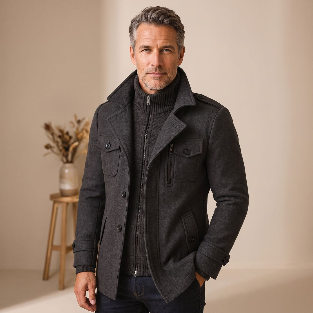 Heren Longline Winterjas met Ritsvoering en Kraag