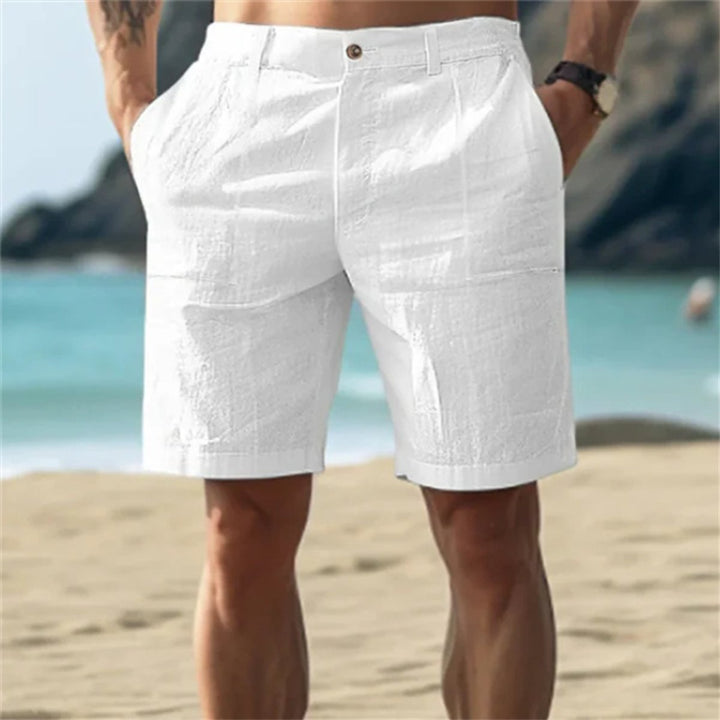 Heren Losse Linnen Shorts Elastische Taille Zomer - Wit