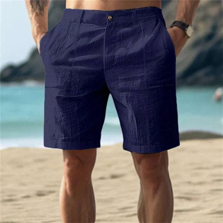 Heren Losse Linnen Shorts Elastische Taille Zomer - Blauw