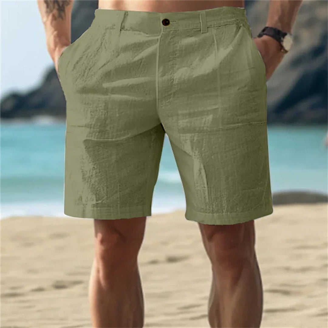 Heren Losse Linnen Shorts Elastische Taille Zomer - Groen