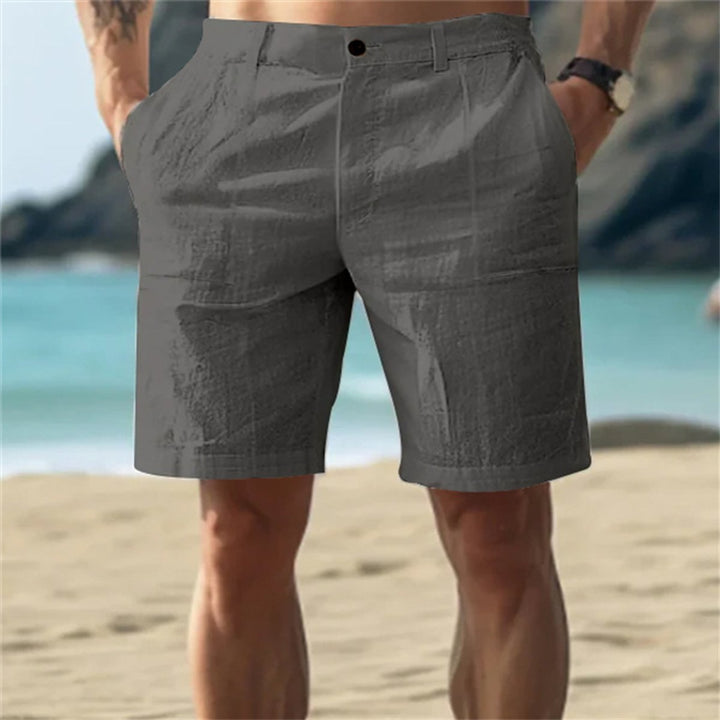 Heren Losse Linnen Shorts Elastische Taille Zomer - Donkergrijs