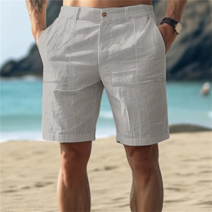 Heren Losse Linnen Shorts Elastische Taille Zomer - Grijs