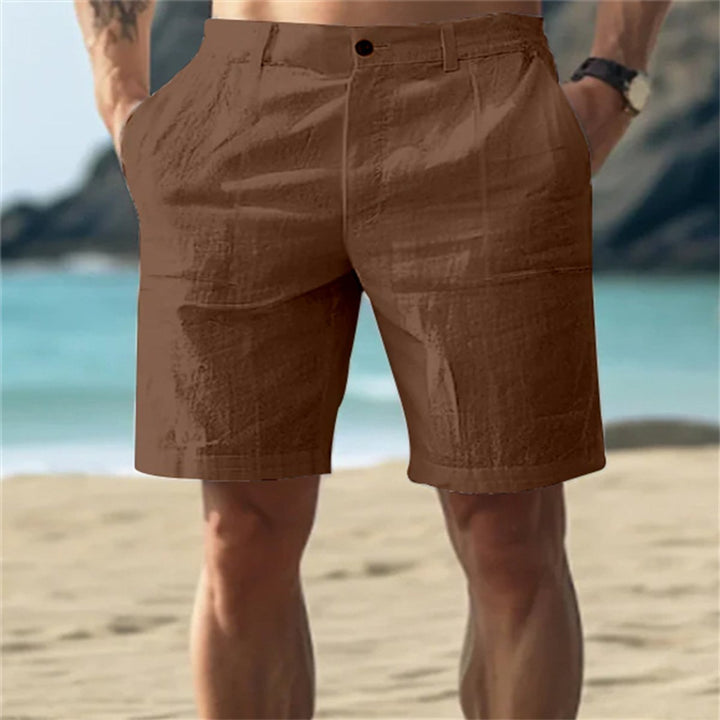 Heren Losse Linnen Shorts Elastische Taille Zomer - Bruin