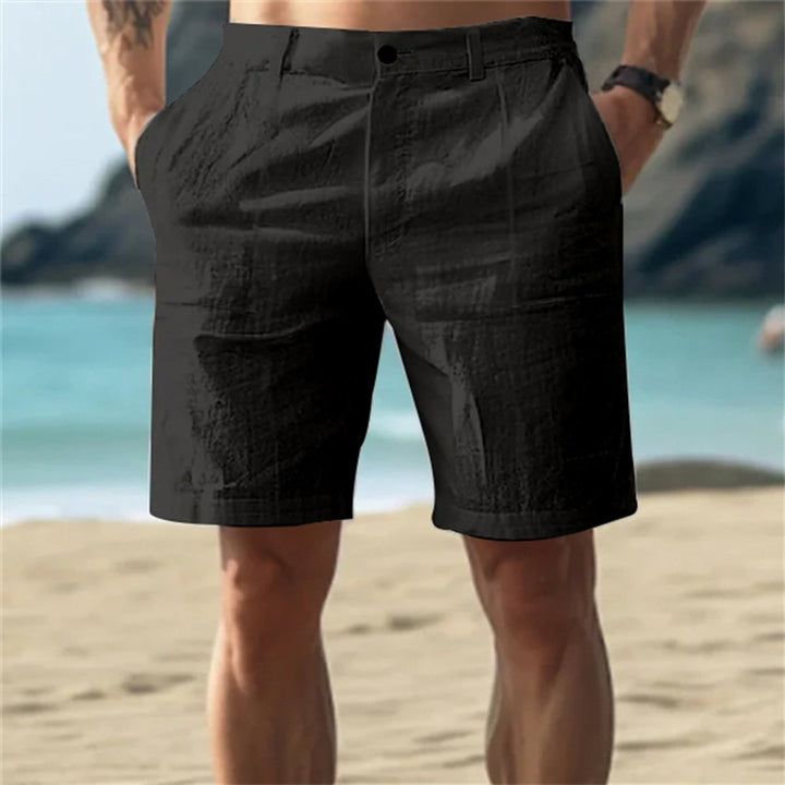 Heren Losse Linnen Shorts Elastische Taille Zomer - Zwart