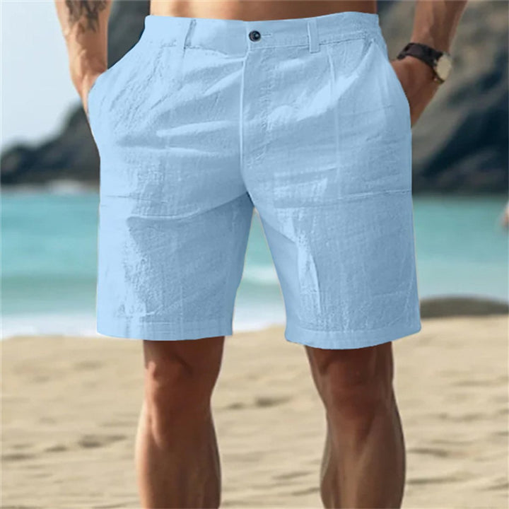 Heren Losse Linnen Shorts Elastische Taille Zomer - Lichtblauw