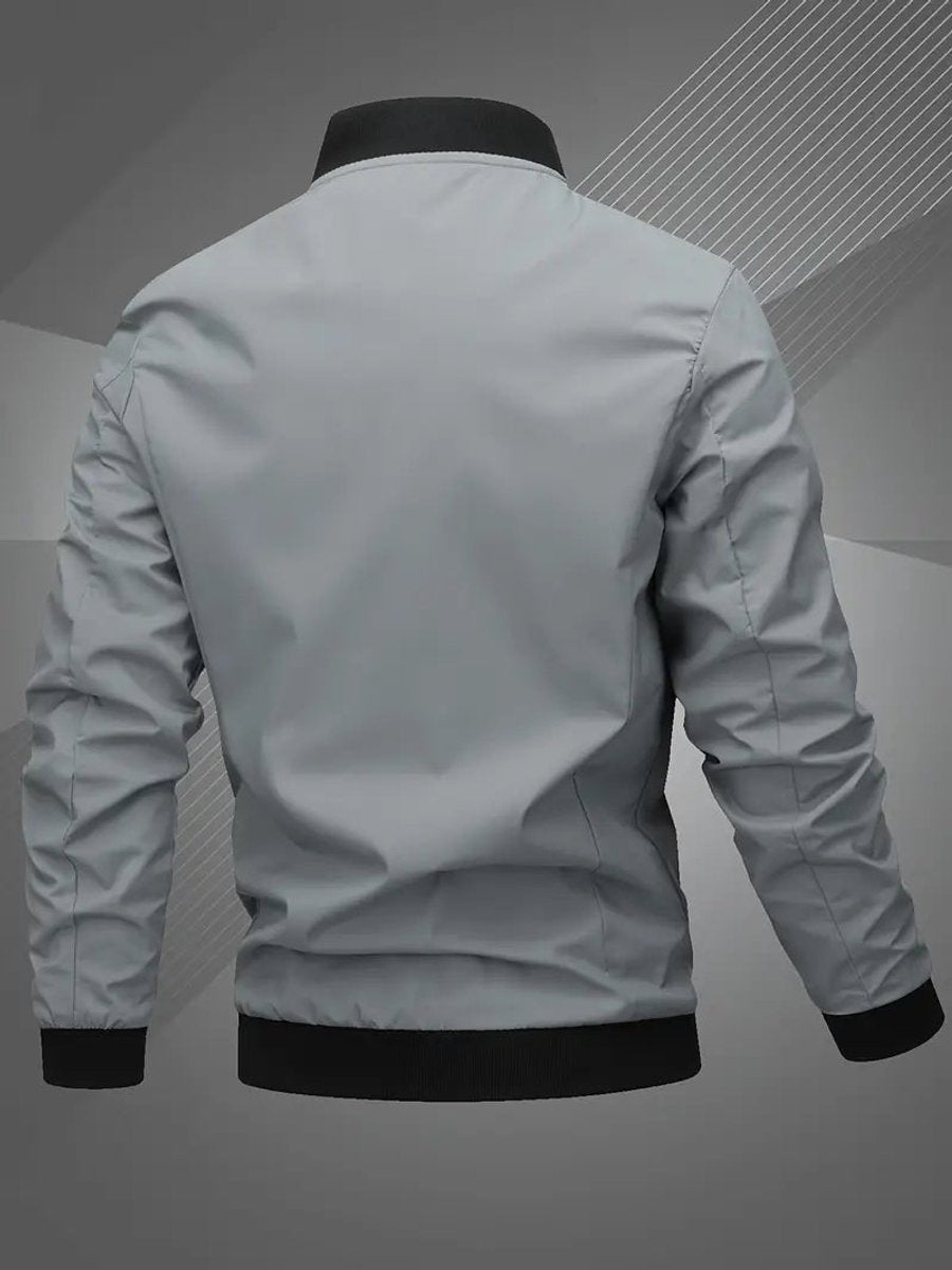 Heren Mens Bomber Jacket Polyester Baseballkraag Ritssluiting - Ruimtegrijs