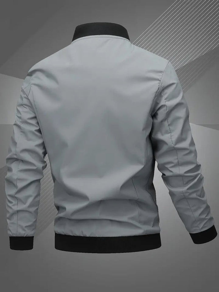 Heren Mens Bomber Jacket Polyester Baseballkraag Ritssluiting - Ruimtegrijs