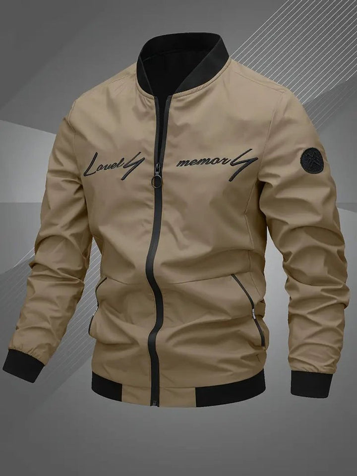 Heren Mens Bomber Jacket Polyester Baseballkraag Ritssluiting - Khaki