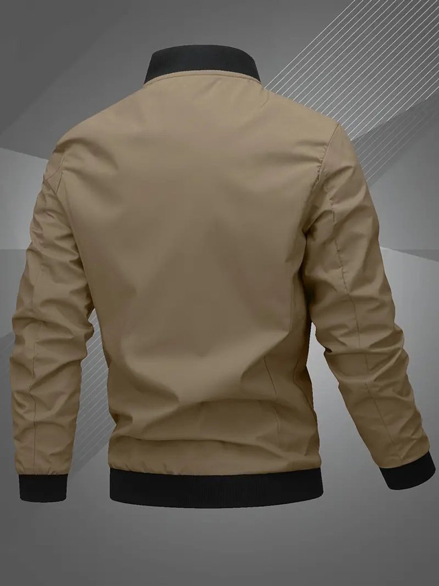 Heren Mens Bomber Jacket Polyester Baseballkraag Ritssluiting