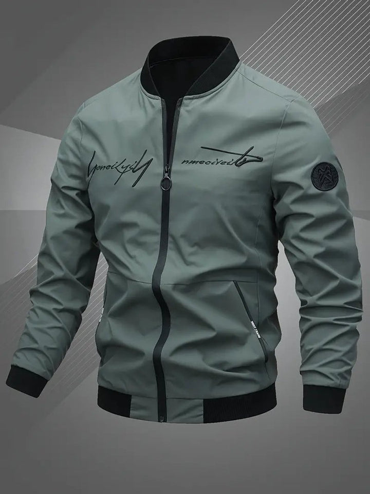Heren Mens Bomber Jacket Polyester Baseballkraag Ritssluiting - Legergroen