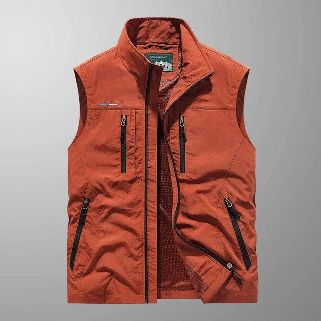 Heren mens gilet mouwloos ademend cargo bodywarmer - Rood
