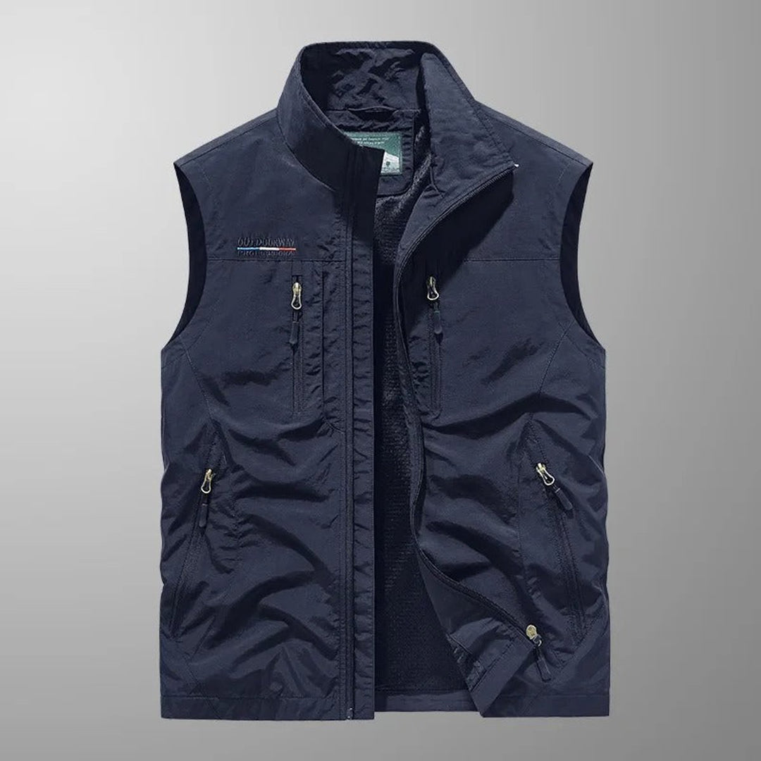 Heren mens gilet mouwloos ademend cargo bodywarmer - Marineblauw