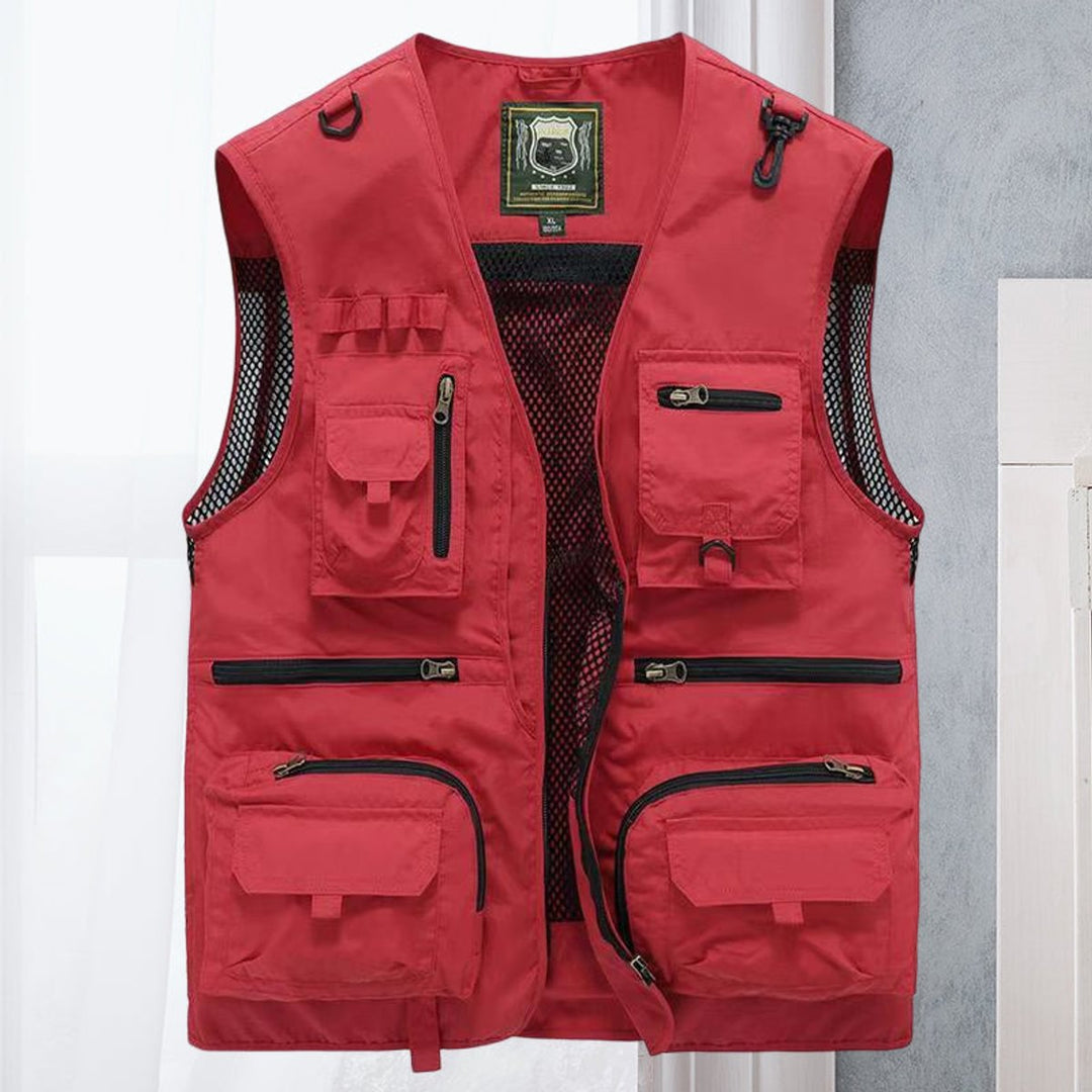 Heren Mens Gilet Mouwloos Outdoor Vest Veelzakkig Nylon - Rood