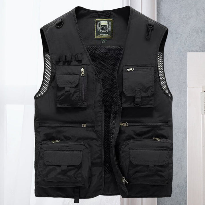 Heren Mens Gilet Mouwloos Outdoor Vest Veelzakkig Nylon - Zwart