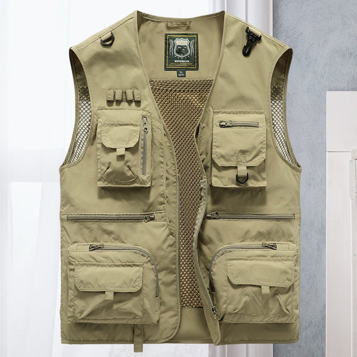 Heren Mens Gilet Mouwloos Outdoor Vest Veelzakkig Nylon - Khaki