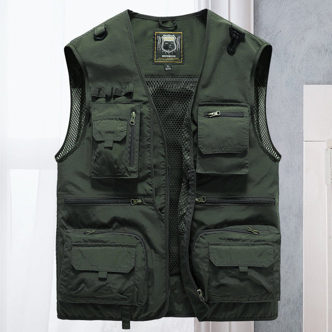 Heren Mens Gilet Mouwloos Outdoor Vest Veelzakkig Nylon - Legergroen